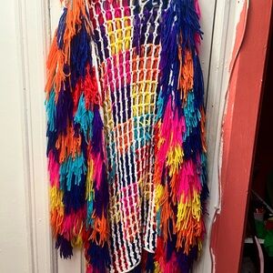 Colorful Fringe Knit Shawl